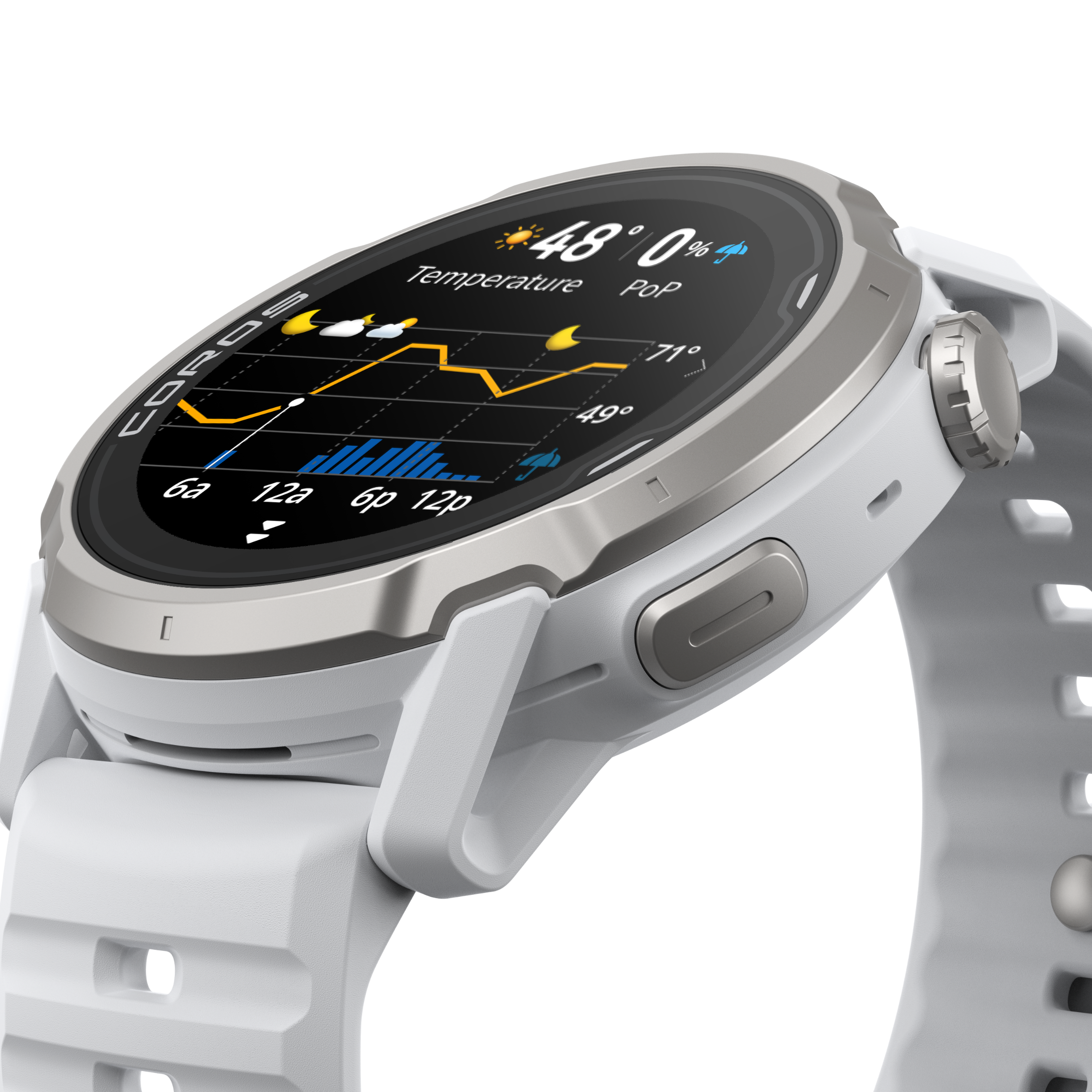 Smartwatch with a white band on a white background