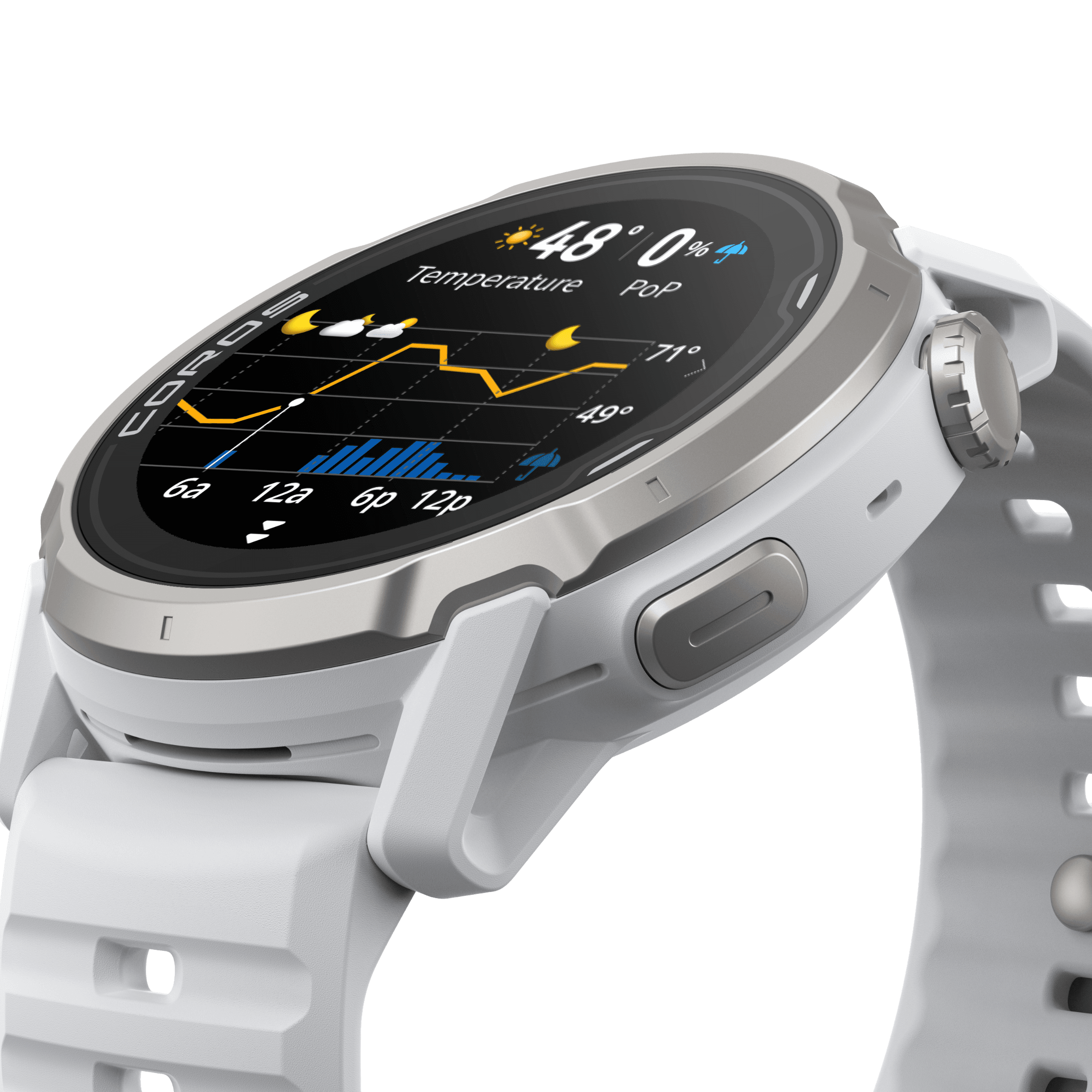 Smartwatch with a white band on a white background