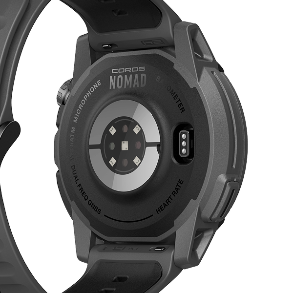 Close-up of a Coros Nomad smartwatch on a white background