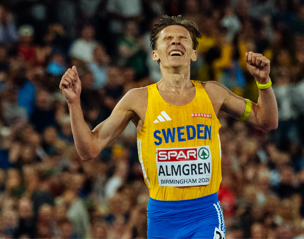 Andreas Almgren winning the 10,000m at the 2026 European Championships