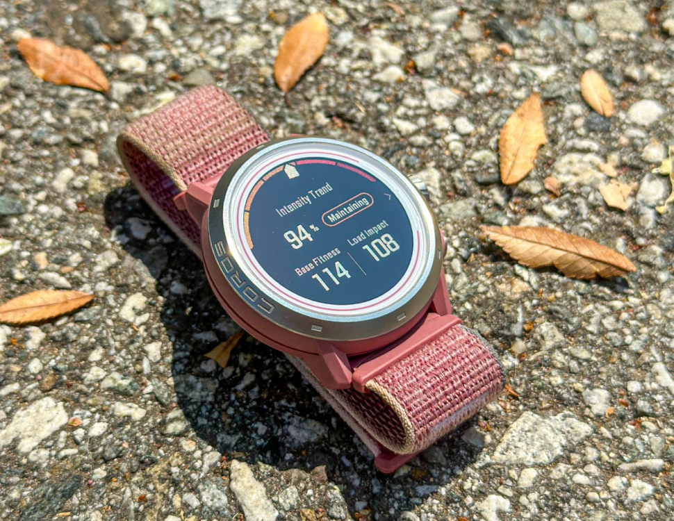COROS watch showing Intensity Trend, Base Fitness and Load Impact