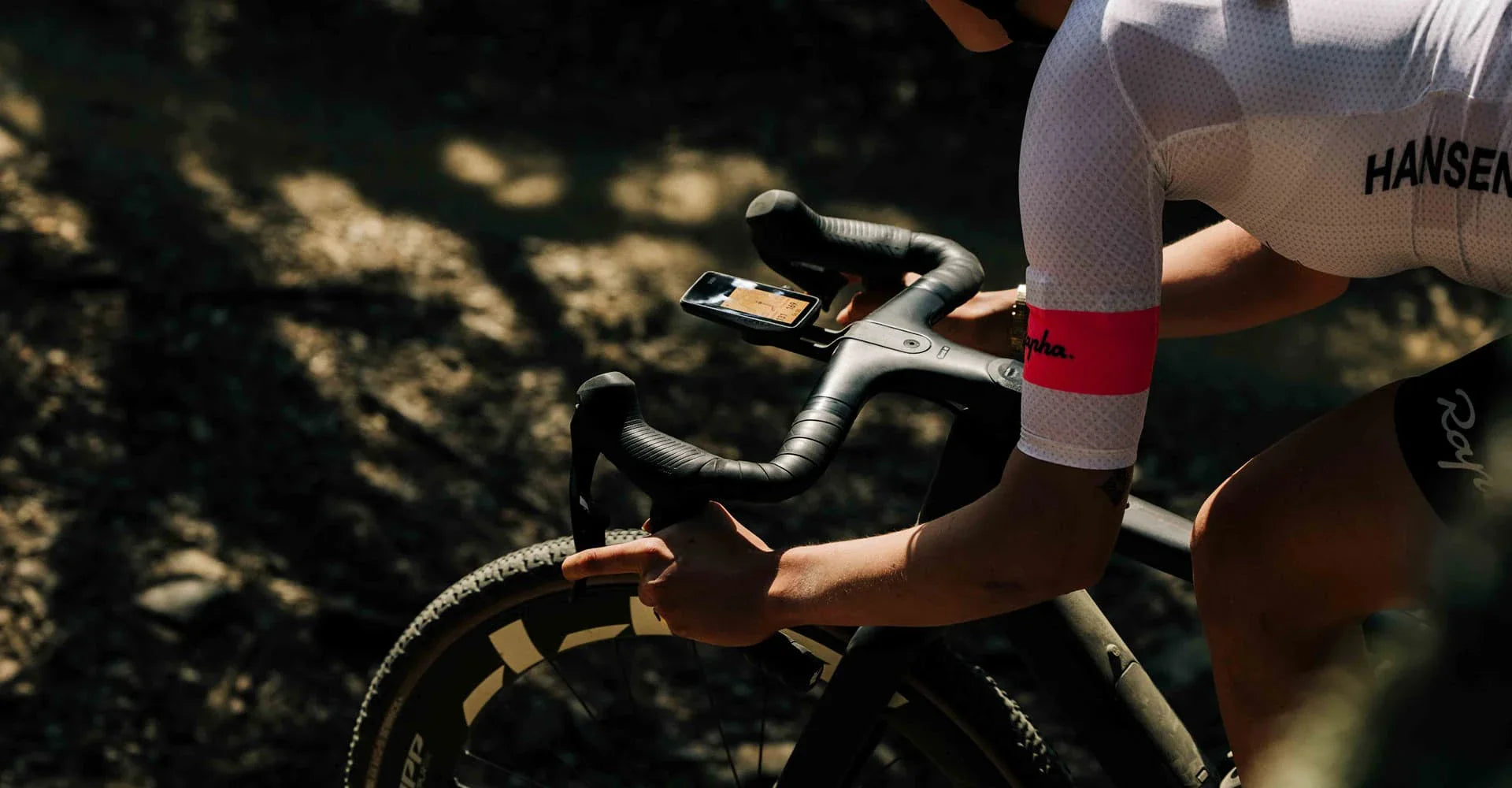 Cyclist riding outdoors with a Bike Computer